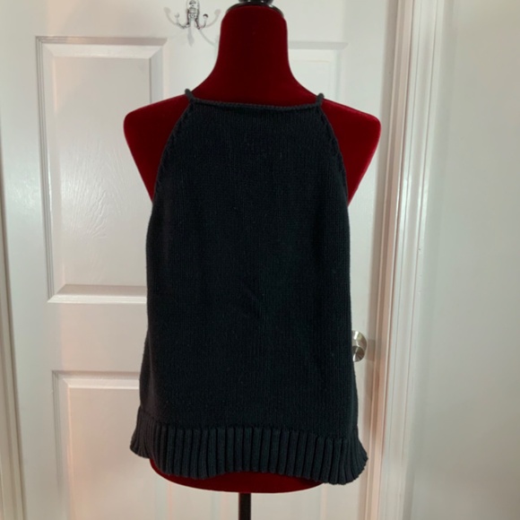 Banana Republic Black Sweater Sleeveless Cable Knit Cotton Tank Size XL - Picture 4 of 8